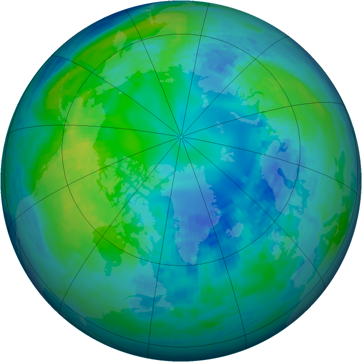 Arctic ozone map for 22 October 1994